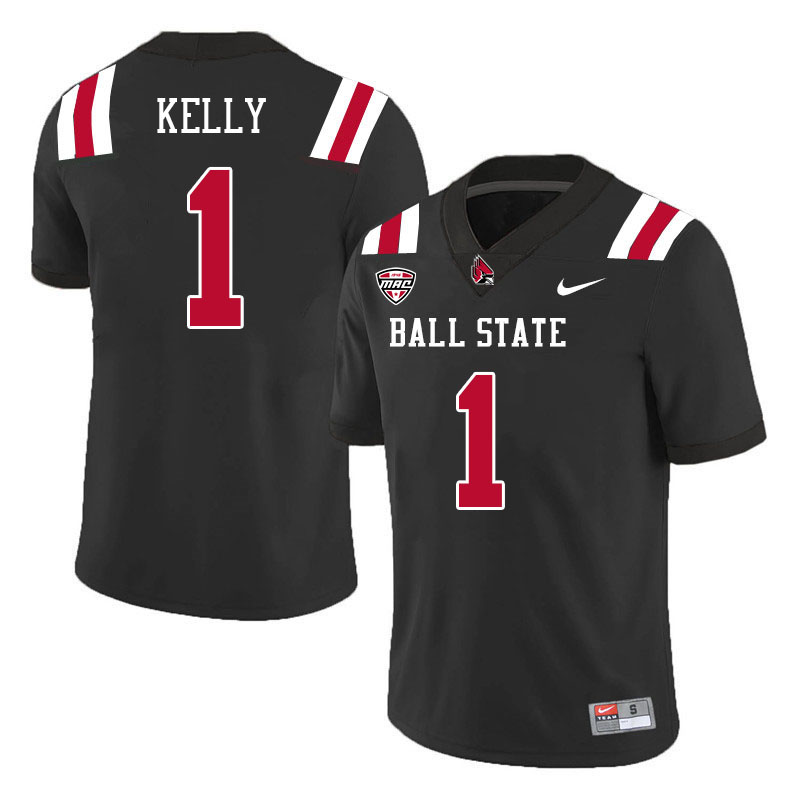 Ball State Cardinals #1 Kiael Kelly College Football Jerseys Stitched Sale-Black